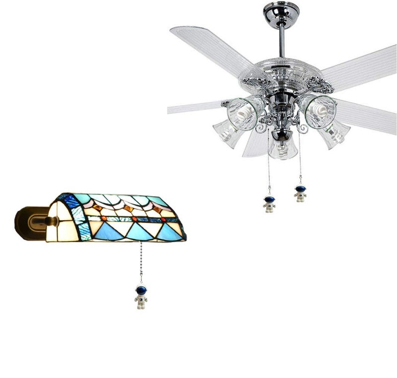 Hyamass Ceiling Fan Pull Chain Extender - 12" Decorative Ball Chain Connector with Blue Spaceman Pendant for Fan Danglers - Image 4